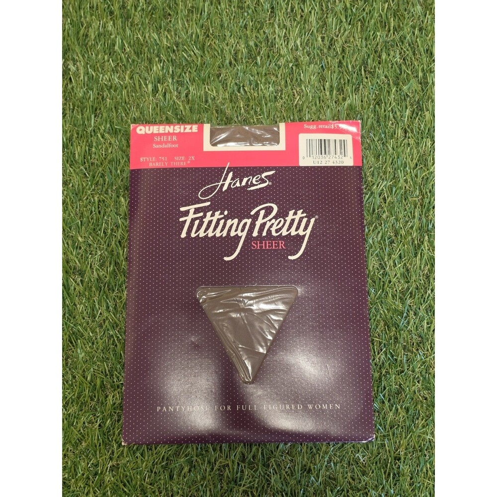 Hanes Fitting Pretty 2X Queensize Sheer Pantyhose #751 Barely There Sandalfoot